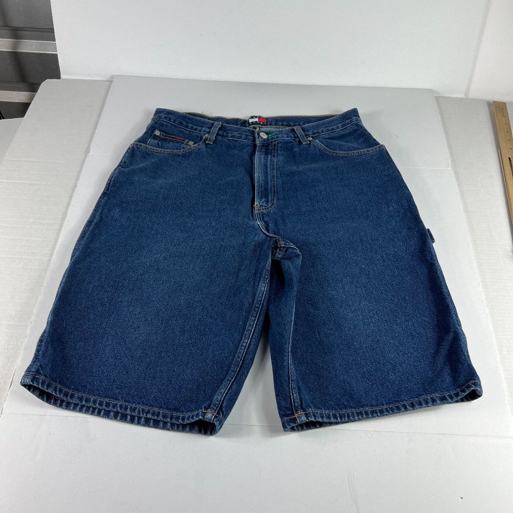 VTG Tommy Hilfiger Jean Shorts Mens 33* Baggy Carpenter Blue Cotton Denim Tag 34